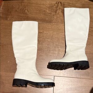 Mark fisher leather Elegant White Knee-High Boots